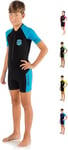 Cressi Little Shark Shorty Wetsuit Combinaison de plongée Enfant Unisexe, Noir/Blue, 11/12 Ans