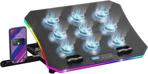 - Guardian C900 (2024 Nouveau) Refroidisseur Pc Ordinateur Portable 12¿¿ À 18¿¿ Rgb Gamer -9 Ventilateurs - Contrôleur Lcd -10 Modes Rgb -7 Hauteurs Réglables -Support Amovible