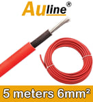 5m of Red 6mm2 Solar Cable Wire for Panels PV DC AC Rated 6mm² 5 meters Auline