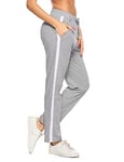 Aseniza Pantalon de Jogging Femmes Pantalons de Sport Femme en 100% Coton Pantalon de Jogging Running Fitness Training A-Gris L