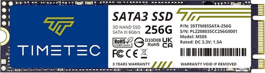 256 Go SSD 3D NAND TLC SATA III 6 GB/s M.2 2280 NGFF 128 ToW Vitesse de Lecture jusqu'à 550 Mo/s SLC Cache Performance Boost Disque SSD Interne pour PC Ordinateur Portable et de Bureau