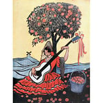 Lengo Sphere Spanish Guitar Woman Tree Painting Extra Large Wall Art Print Premium Canvas Mural