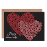 Wee Blue Coo HAPPY ANNIVERSARY COGS GEARS HEARTS LOVE VALENTINES DAY GREETINGS CARD