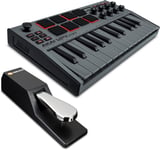 MIDI Controller Bundle - AKAI Professional MPK Mini Grey MK3 MIDI Keyboard + M-