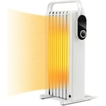 Relax4life - Radiateur à Bain d'Huile Portable 7 Éléments 1500W avec Porte-Serviette 3 Niveaux de Puissance, Protection Contre