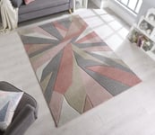 Flair Rugs Shatter Pink Grey Rug - 120 x 170 cm