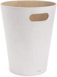 Umbra Woodrow 2 Gallon Modern Wooden Trash Can, Wastebasket, White/Natural 