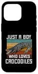 Coque pour iPhone 16 Pro T-shirt mignon Just A Boy Who Loves Alligator Crocodiles