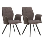 SELMA - Lot de 2 Fauteuils Tissu Gris Anthracite Effet Tricoté Pieds Métal Noir