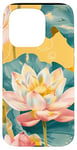 Coque pour iPhone 15 Pro Jaune Pop Art Imprimé Animal Fleur Lotus Éléments Célestes