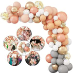 Megabilligt Ballongbåge Guld Rosa Pastell - Komplett Ballonggirlang 5m