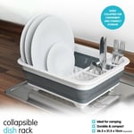 Large White Collapsible Dish Drainer Folding Draining Rack Plates Cutlery Board