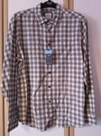 NEW Marks and Spencer Mens Light Grey Mix Brushed Cotton Check Shirt Size L BNWT