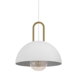 Eglo Suspension luminaire Calmanera, lustre chambre en métal blanc et laiton brossé, plafonnier salon ou salle à manger, douille E27