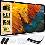 Projector Screen 120 Inch, Portable Movie Screen 16:9 HD 4K Foldable Anti-Crease