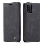 QLTYPRI Etui Coque pour Samsung Galaxy S20, Portefeuille Fentes Cartes Housse Antichoc Cuir PU Vintage Portefeuille Etui Compatible avec Samsung Galaxy S20 - Noir