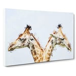 Giraffes Looking Both Ways in Abstract Canvas Print for Living Room Bedroom Home Office Décor, Wall Art Picture Ready to Hang, 30 x 20 Inch (76 x 50 cm)