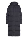 Superdry Longline Hooded Puffer Coat Marinblå