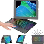 Clavier Ipad 9Ème Génération, 360° Flip Coque Clavier Sans Fil Bluetooth Avec Multi-Touch Trackpad & Éclairage Coloré À 7 Couleurs Pour Ipad 9/8/ 7 Ème Génération 10.2 2019-2021