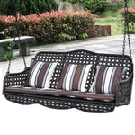 CCLLA Outdoor porch swing rattan wicker seats, A swing glider with cushions, pillows and hanging chains, Benches can be hung in the garden courtyard, Steel frame hammock lounge chair