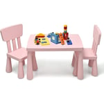 Ensemble de Table et Chaises pour Enfants,Table et 2 Chaises en Plastique pour Activites d'etude,Utilisation Interieure ou Exterieure pour Vos