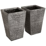 Pair of Tall Slate Planters (Dia. 30cm)