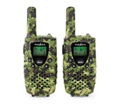 Nedis WLTK0810BK - SETTI 2x radiopuhelin LED-valolla 3xAAA kantama 8 km camouflage