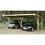 Carport toit plat - Bois traité autoclave - 2 voitures - Toit plat - 29,53 m² - CHOMES  