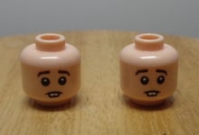 Lego  Minifigure Head Face With Teeth Light Nougat x2 Parts & Pieces