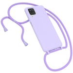 For Samsung Galaxy A12 Phone Case With Hanging Cord Purple