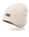 Levi's Unisex-Adults Classic Knit Cuffed All Season Beanie Hat, Cream Solid, One Size