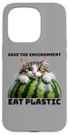 iPhone 15 Pro Save The Environment Eat Plastic Funny Microplastics Cat Case