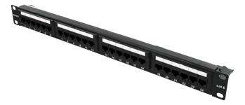 Deltaco DELTACO 19" patchpanel, 24xRJ45, Cat6, UTP, krone-plintar, 1U, svart