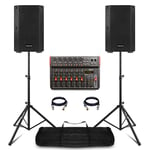 Vonyx VSA08BT 8" Complete PA Speaker System with VM-KG10 Music Mixer