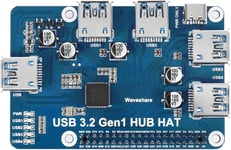 Usb 3.2 Gen1 Hub Hat For Raspberry Pi Zero/Zero W/4B/3B/3B+,With 4X Usb 3.2 Gen1 Ports Up To 5 Gbps Data Rate Support Driver-Free Plug And Play Usb Capability Expansion Board