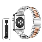 Metallrem för Apple Watch Ultra 49mm 8 7 45mm 41mm Rostfritt stål Smartwatch Armband för iWatch 6 5 4 SE 44mm 42mm 38 40mm Silver-Rose Gold