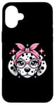 iPhone 16 Plus Dalmatian Pink Bandana Glasses Dog Case