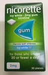 Nicorette Gum 2mg Icy White Gum - 30 Pieces Long Exp Free Postage