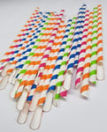 SUMTASA - 100 x Bio Degradable Paper Spoon Straws Multicolour Great for Cocktails, Slush Puppie, Snow Cone, Ice Cream, Cold Drinks & Juices - for Parties, Weddings & All Occasions - 8mm x 200mm