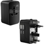 Phonillico - Adaptateur de voyage universel prise Anglaise uk Europe usa Austalie Japon - 2 Ports usb pour chargement