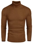 COOFANDY Pull Col Roulé Homme Hiver sous Pulls Col Roulé Homme Thermique sous Pull Col Roulé Homme Coton Chemise en Maille à Manches Longues Marron Foncé L