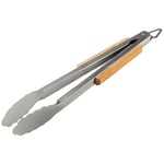 Bruzzzler Pince à griller, spatule avec poignées en bois massif, pince à cuire en acier inoxydable avec pince en forme de coquillage, longueur env. 41 cm