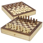 ColorBaby CB Games 45594 Jeu de société d'échecs et de Dames 2 en 1 en Bois avec tiroir 30 x 30 cm