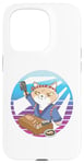 Coque pour iPhone 15 Pro Sushi chef bandeau chat tenue bleue comptoir en bois sushimi