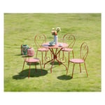 Vente-unique.com Salle à manger de jardin en métal façon fer forgé : une table et 4 chaises empilables - Terracotta - GUERMANTES de MYLIA