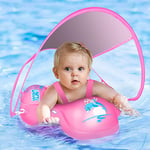 LAYCOL Flotteur de Piscine Gonflable pour bébé avec auvent de Protection Solaire, Flotteur de Natation pour bébé de 3 à 36 Mois (Rose, L)