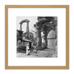 Bourne Shepherd Ruins Rudra Mala Temple India 1874 Photo 8X8 Inch Square Wooden Framed Wall Art Print Picture with Mount