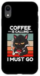 Coque pour iPhone XR Vintage Angry Cat Coffee appelle I Must Go Coffee Lover