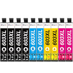 YINGCOLOR 603XL Ink Cartridges Compatible with Epson 603 Ink Cartridges Expression Home XP-2105 XP-2100 XP-3100 XP-4100 XP-3105 Workforce WF-2810 WF-2830 WF-2835 WF-2850 (Black/C/M/Y 10-Pack)