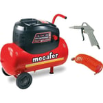 Compresseur MECAFER - 24L 1.5HP sans huile + tuyau et soufflette